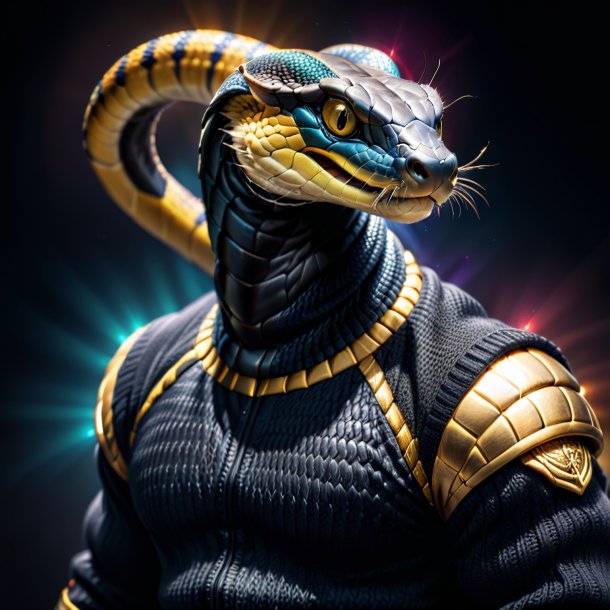 Image of a king cobra in a black sweater