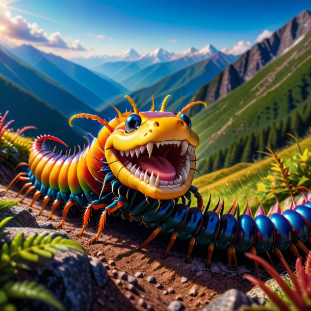 Photo of a smiling of a centipede in the mountains