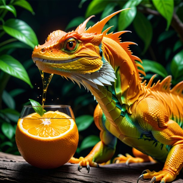 Pic of a orange drinking basilisk