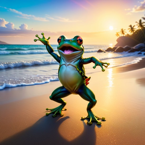 Foto de un baile de una rana en la playa