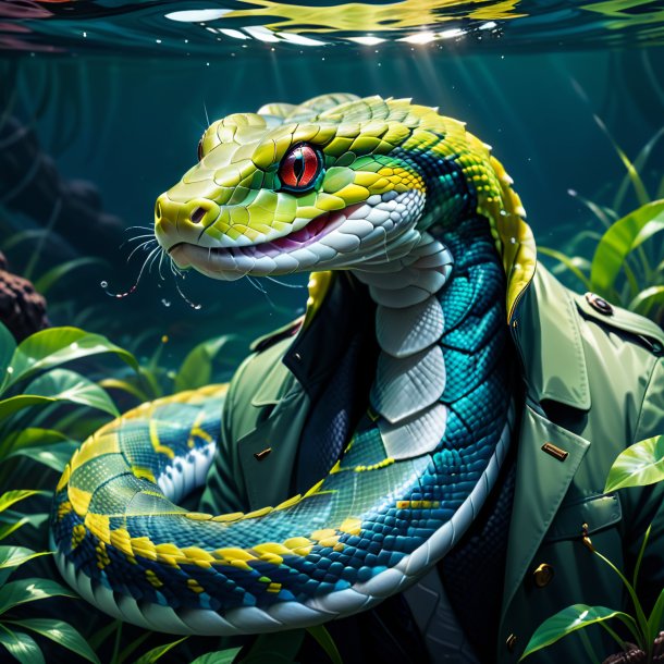 Illustration of a snake in a coat in the water