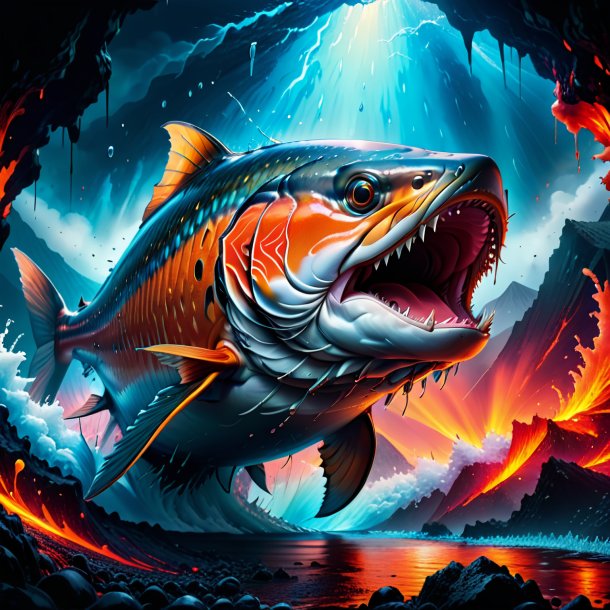Pic of a crying of a salmon in the volcano