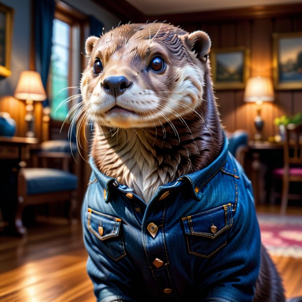 Pic of a otter in a jeans in the house