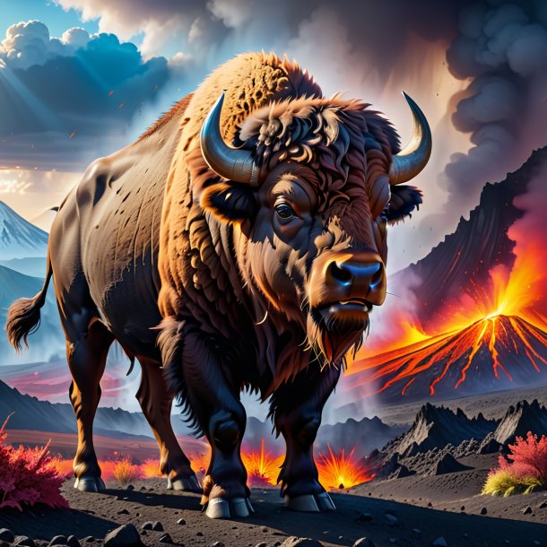 Image of a crying of a bison in the volcano