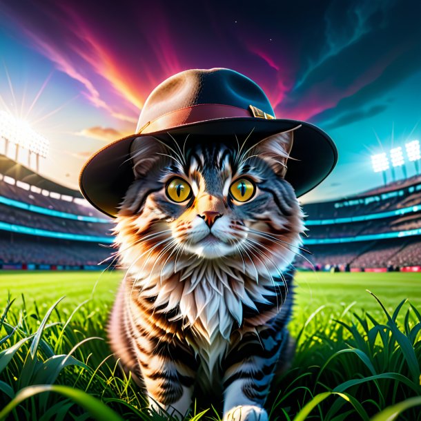 Pic of a mol in a hat on the field