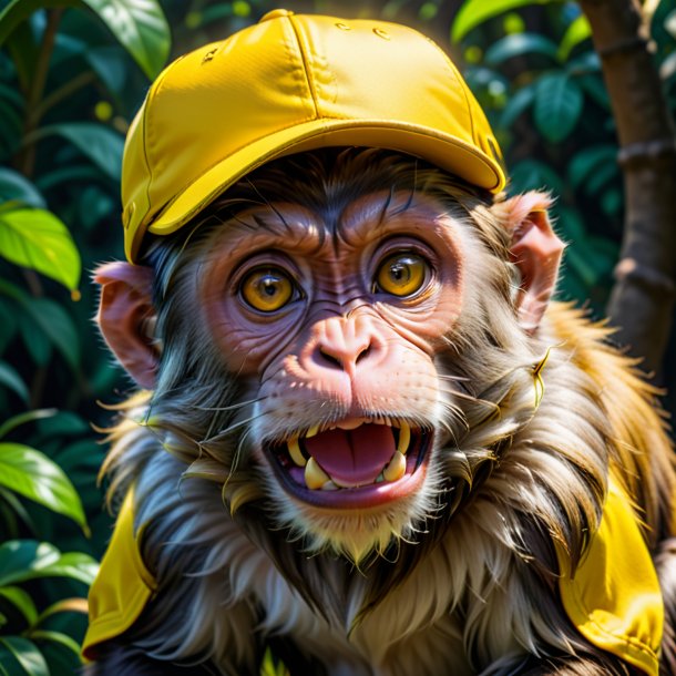 Picture of a monkey in a yellow cap
