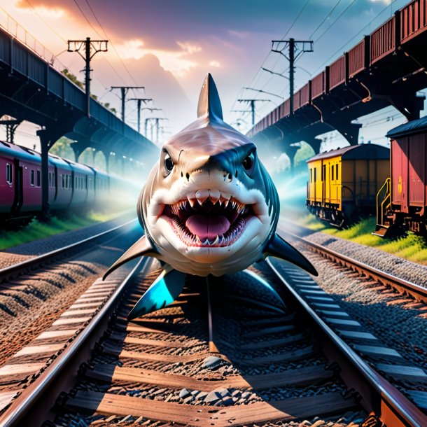 Pic of a threatening of a shark on the railway tracks