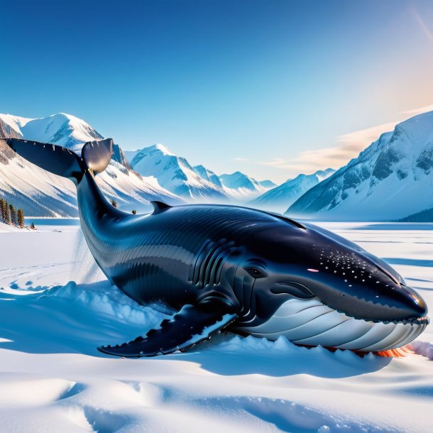 Foto de un descanso de una ballena en la nieve