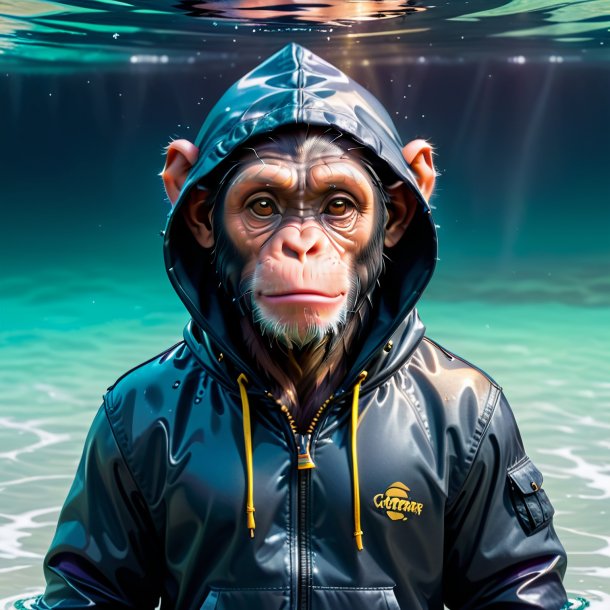 Image of a chimpanzee in a hoodie in the water