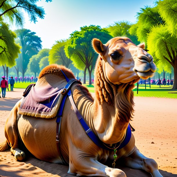 Imagen de un descanso de un camello en el parque