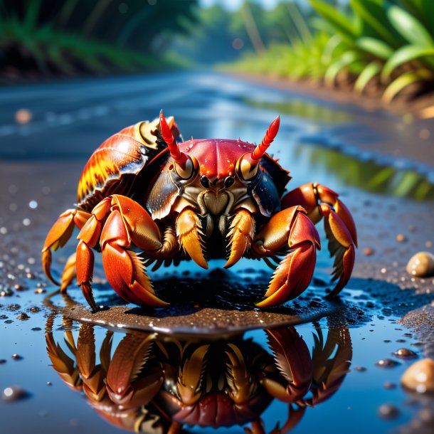 Pic of a angry of a hermit crab in the puddle