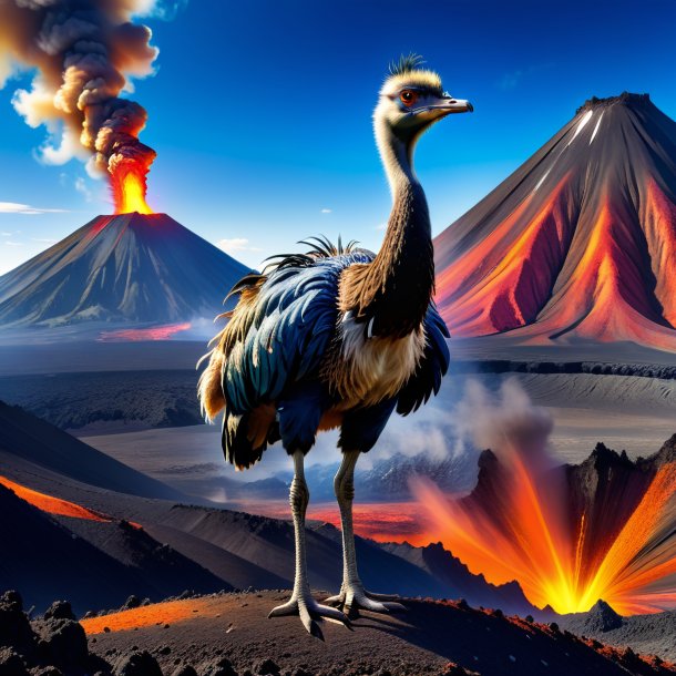 Pic of a emu in a jeans in the volcano