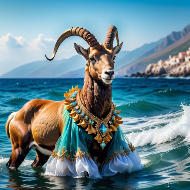 Image d'un ibex dans une robe dans la mer
