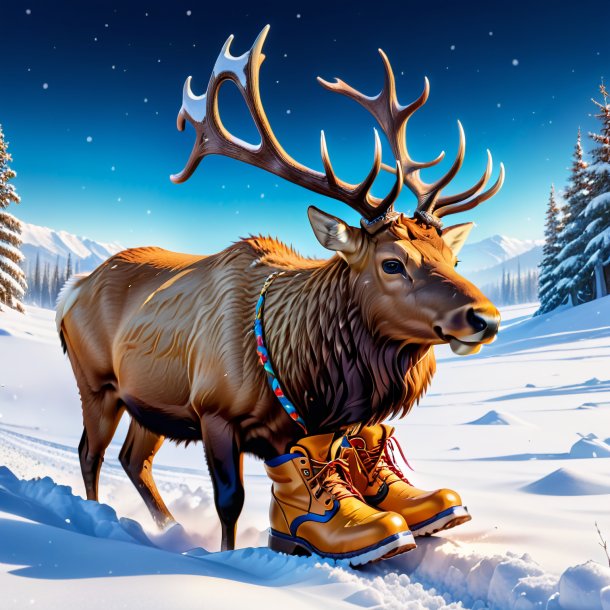 Picture of a elk in a shoes in the snow