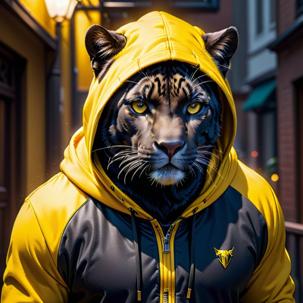 Picture of a panther in a yellow hoodie