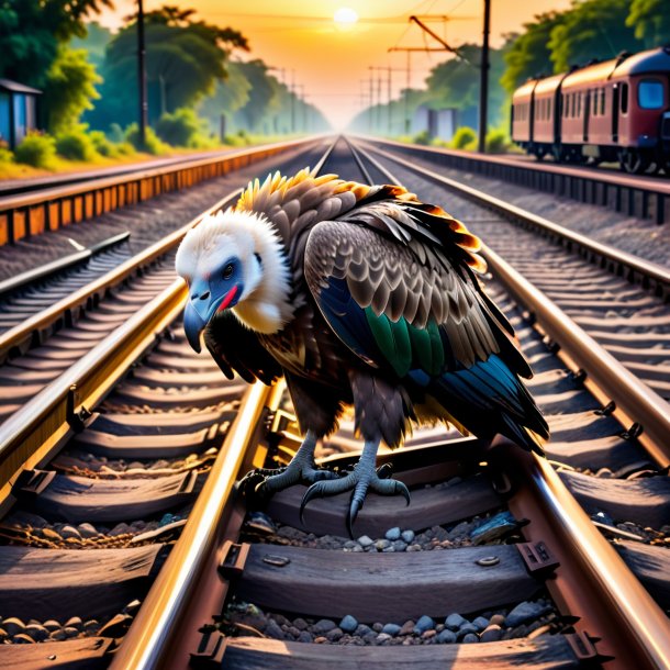 Imagem de um sono de um abutre nos trilhos ferroviários