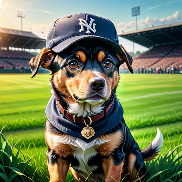 Drawing of a dog in a cap on the field