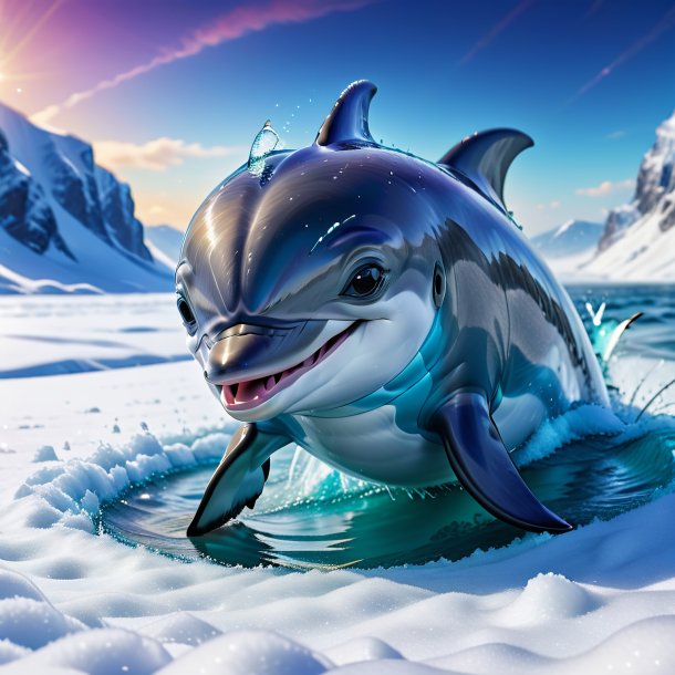 Picture of a crying of a dolphin in the snow