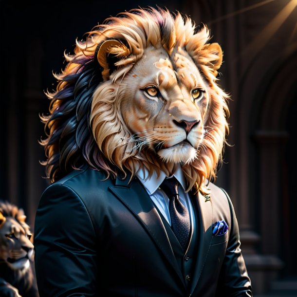 Image of a lion in a black jacket