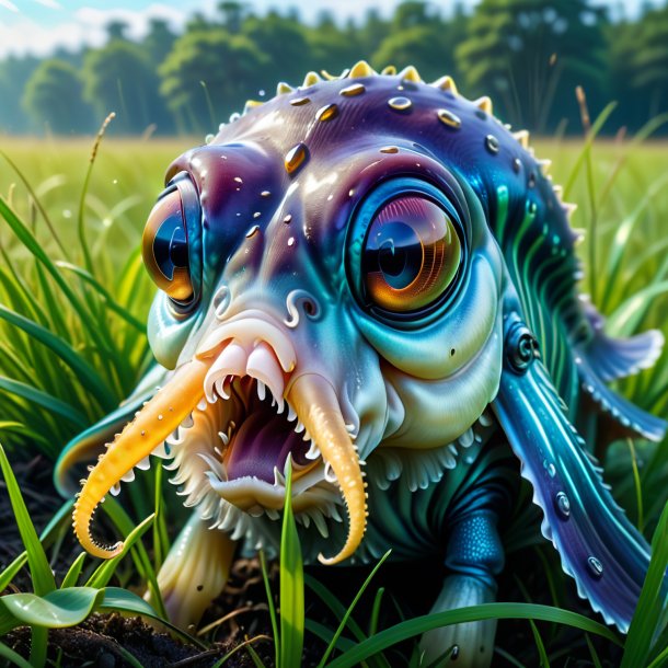 Image of a crying of a cuttlefish in the meadow