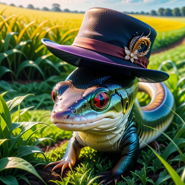Pic of a eel in a hat on the field