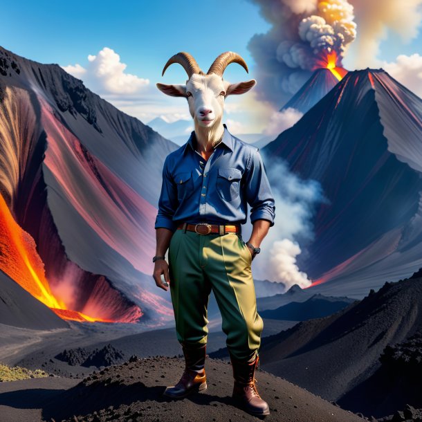 Pic of a goat in a trousers in the volcano