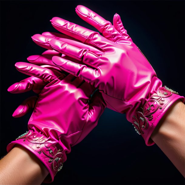 Image of a hot pink gloves from paper