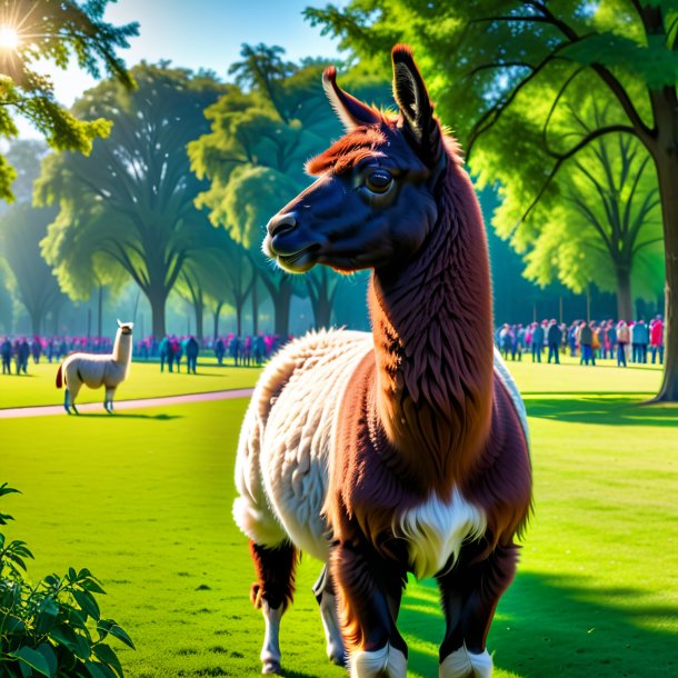 Pic of a waiting of a llama in the park