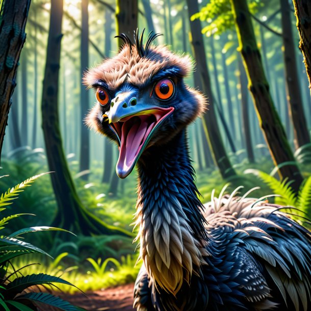 Image of a angry of a emu in the forest