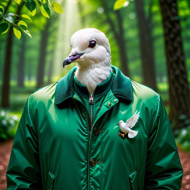 Photo of a dove in a green jacket