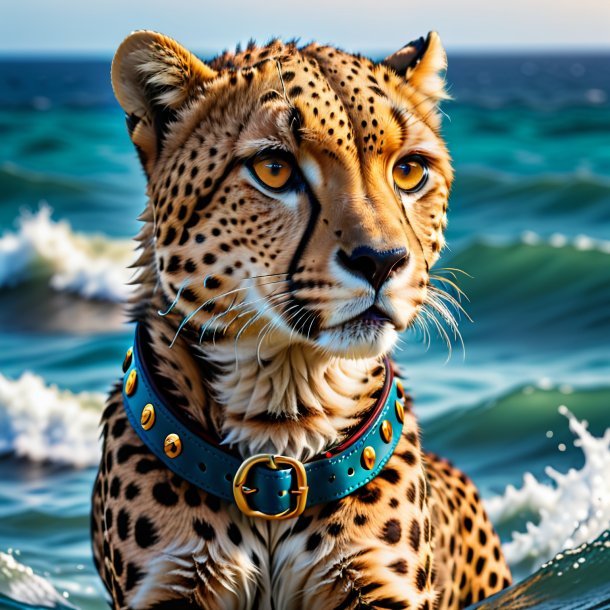 Picture of a cheetah in a belt in the sea