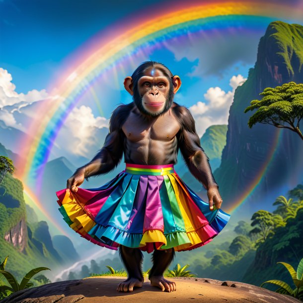 Picture of a chimpanzee in a skirt on the rainbow