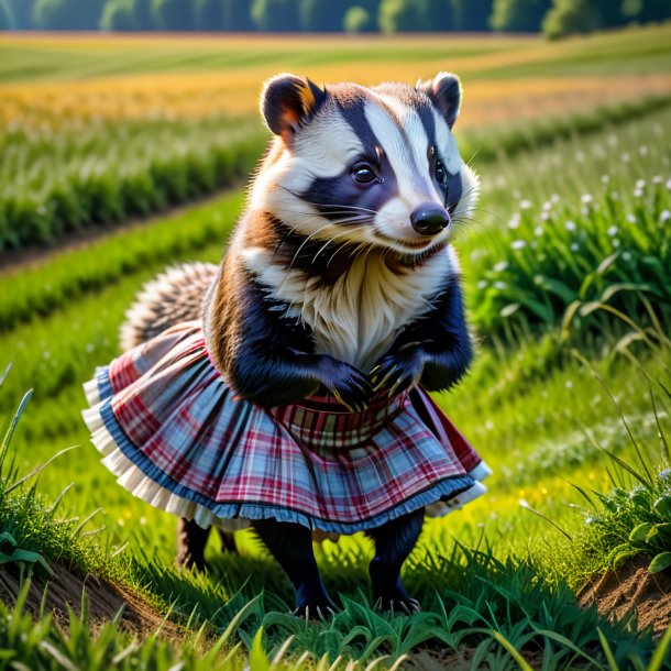 Picture of a badger in a skirt on the field