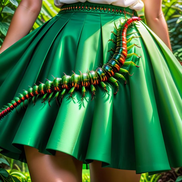 Photo of a centipede in a green skirt