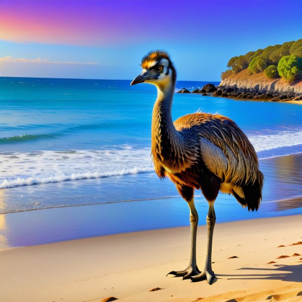 Pic of a waiting of a emu on the beach