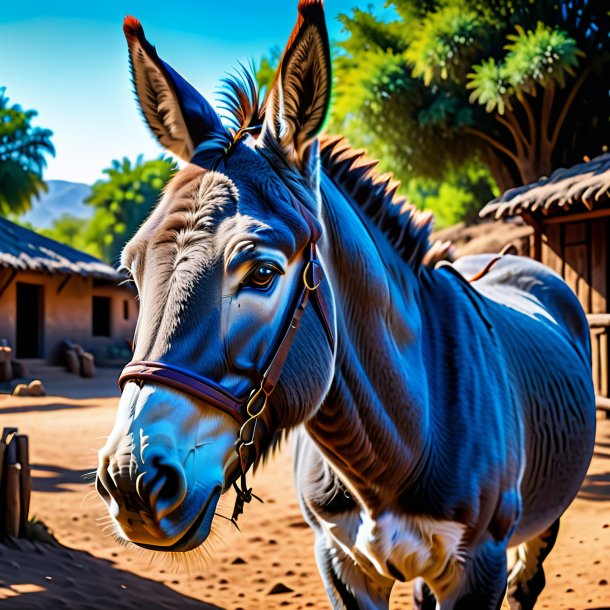 Image of a blue waiting donkey