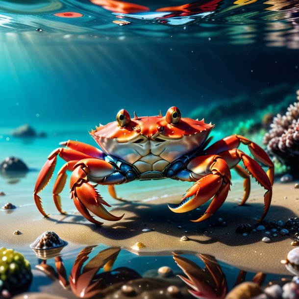 Picture of a crab in a shoes in the water