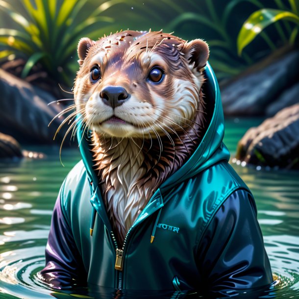 Image of a otter in a hoodie in the water
