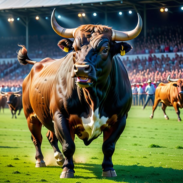 Pic of a dancing of a bull on the field