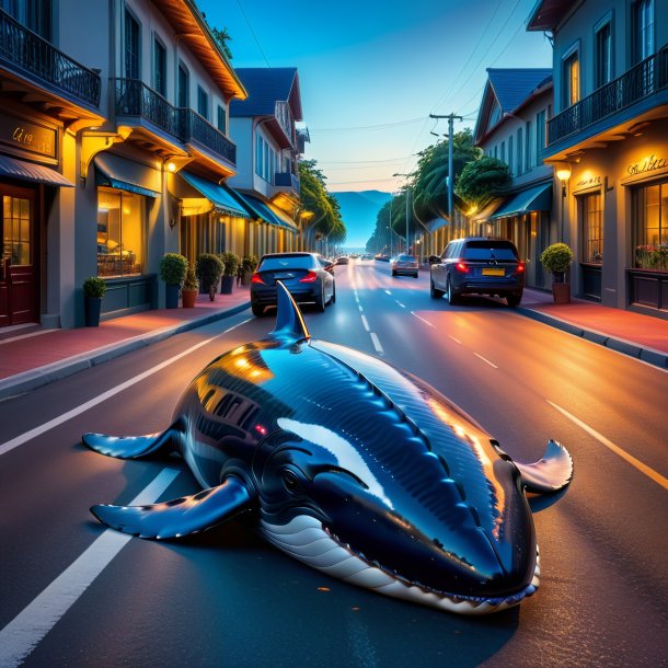 Pic of a resting of a whale on the road