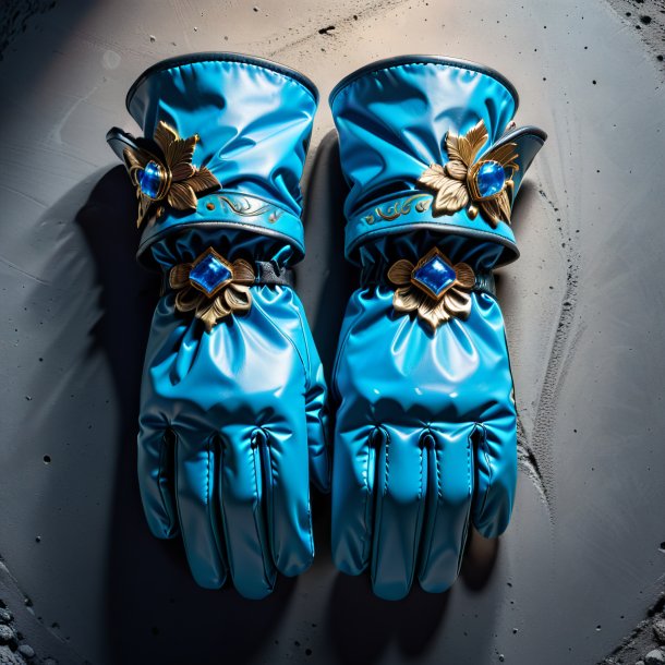 Drawing of a azure gloves from concrete