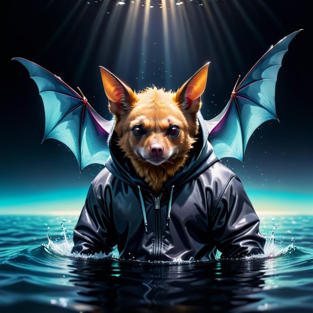 Picture of a bat in a hoodie in the water
