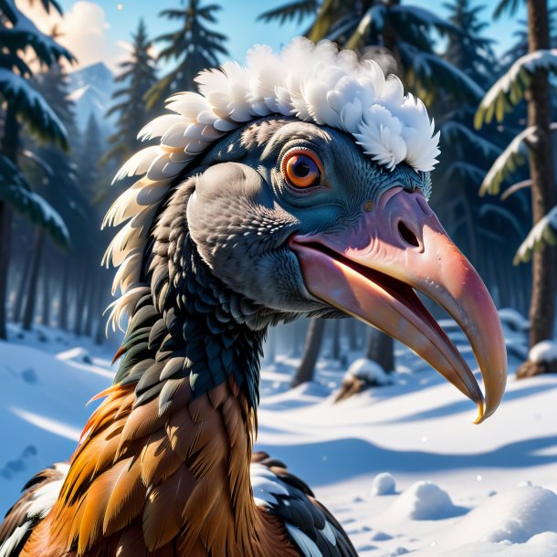 Image of a smoking of a dodo in the snow