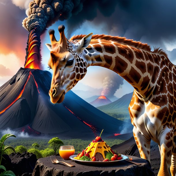 Picture of a eating of a giraffe in the volcano