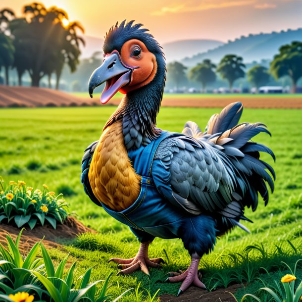 Picture of a dodo in a jeans on the field