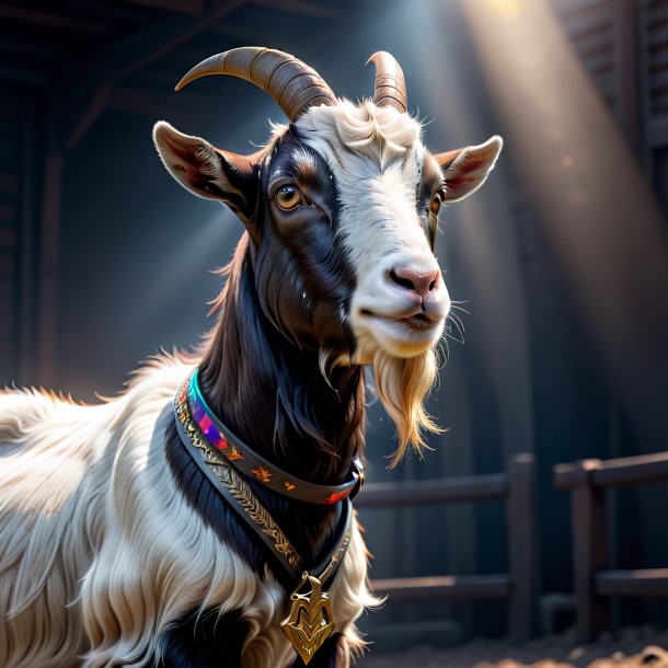 Image of a goat in a gray belt