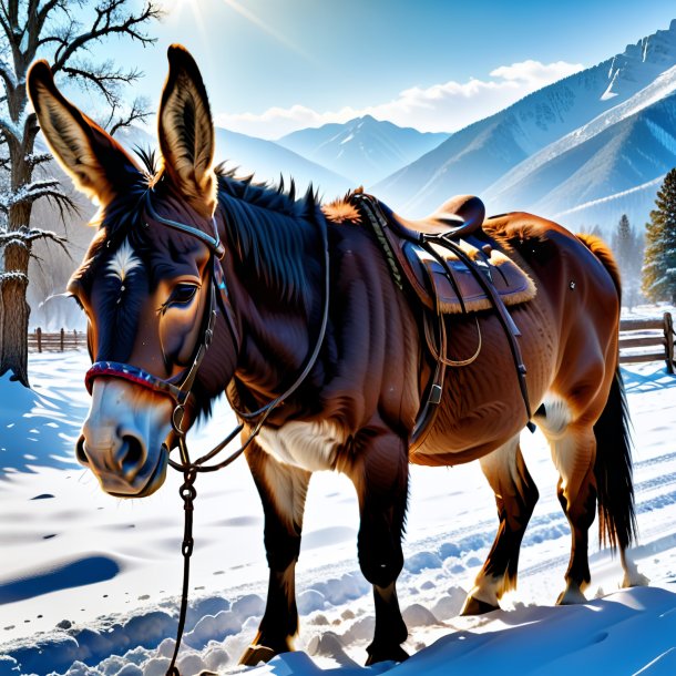 Image of a crying of a mule in the snow