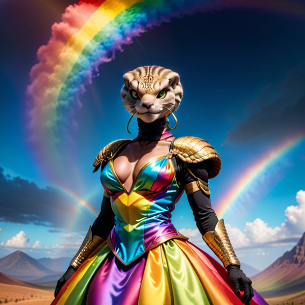 Photo of a cobra in a dress on the rainbow