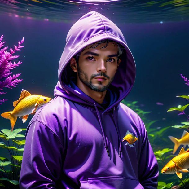 Pic of a carp in a purple hoodie