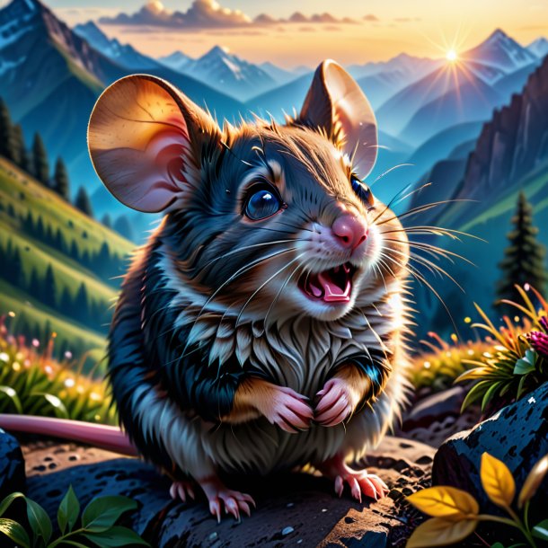 Photo of a crying of a mouse in the mountains